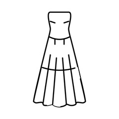 strapless bride dress line icon vector illustration