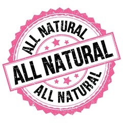 ALL NATURAL text on pink-black round stamp sign