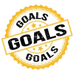 GOALS text on yellow-black round stamp sign