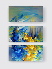 Abstract backgrounds set modern futuristic graphic. Yellow, Blue chaotic background.