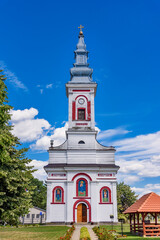 Fototapeta na wymiar Mionica, Serbia - July 13, 2021: The Church of the Ascension of Christ in Mionica, built in 1856, has the status of a cultural monument.
