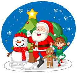 Cute Christmas characters icon isolated