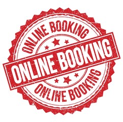 ONLINE BOOKING text on red round stamp sign