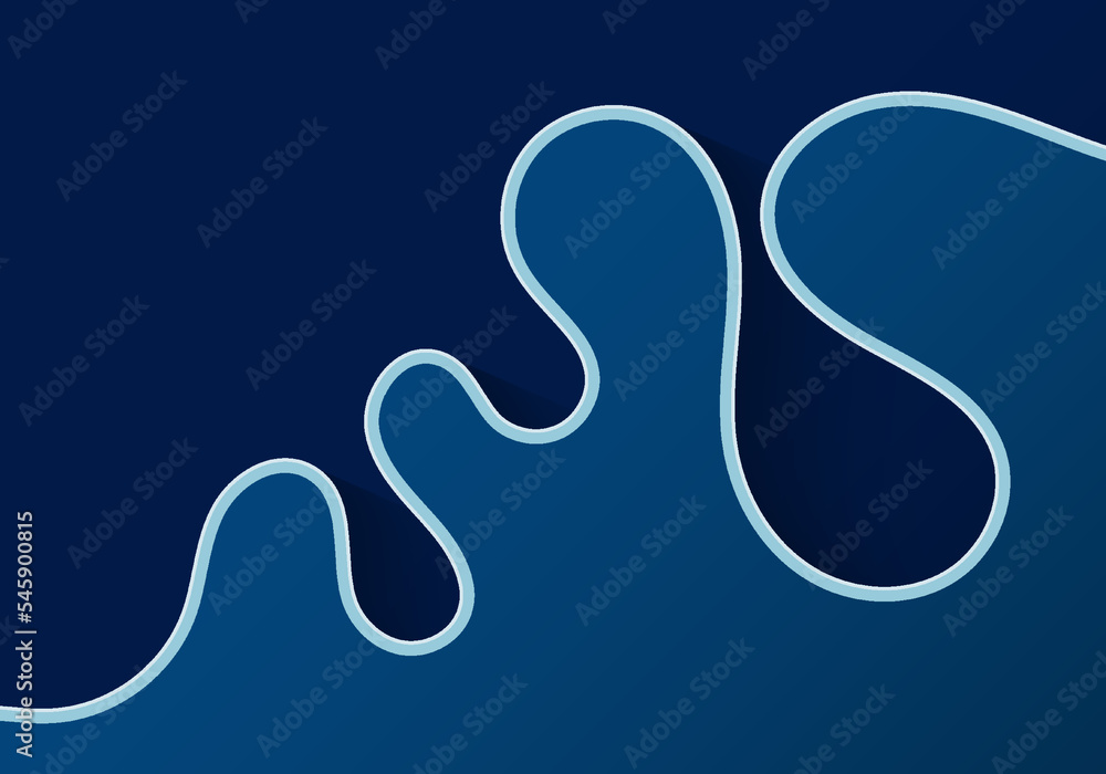 Poster abstract blue wavy pattern design of minimal stripe template. design of simple wavy with shadow back