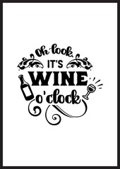 it's wine o clock - wine frame poster