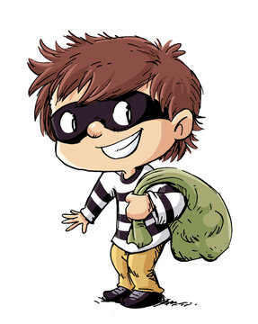 Illustration of a boy in a thief costume