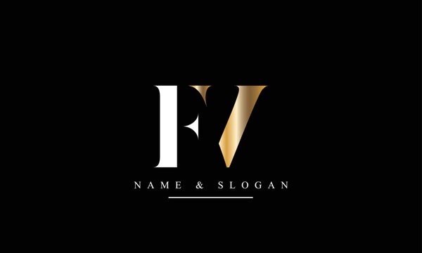 VF, FV, V, F abstract letters logo monogram