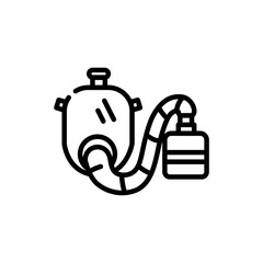 Respirator mask black line icon. Oxygen breathing apparatus