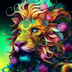 Midjourney abstract render of a lion
