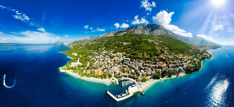 Blue lagoon, island paradise. Adriatic Sea of Croatia, Makarska, Brela 