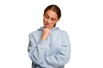 Young caucasian woman isolated looking sideways with doubtful and skeptical expression.