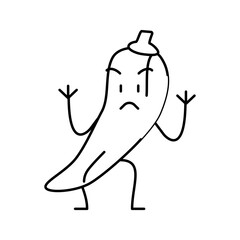 pepper vegetable character line icon vector illustration