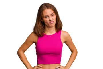 Young caucasian woman isolated sad, serious face, feeling miserable and displeased.