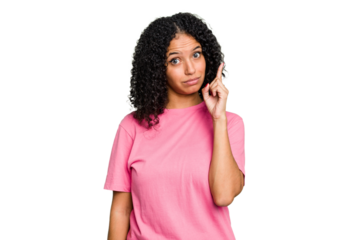 Young cute brazilian woman isolated showing number one with finger.