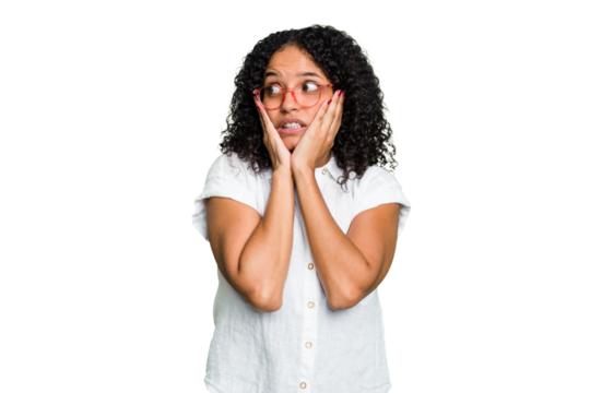 Young cute brazilian woman isolated scared and afraid.