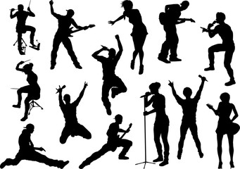Silhouette Rock or Pop Band Musicians