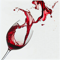 Red wine is splashing out of a wine glass. 3d illustration. - 545905657