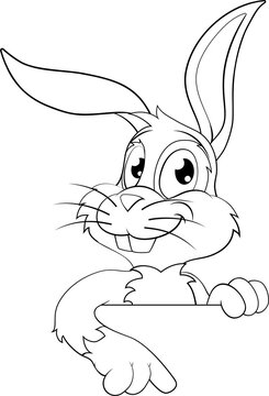 recommend clip art: Easter Bunny Rabbit Cartoon Character Peeking Sign