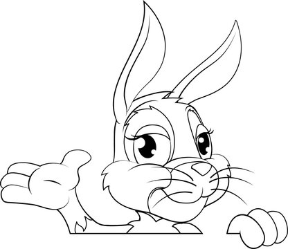 recommend clip art: Easter Bunny Rabbit Cartoon Character Peeking Sign