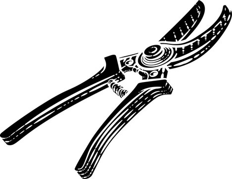 black garden shears on white background clip art preview