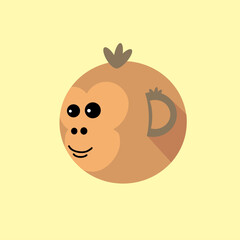 Fototapeta premium Cute monkey head icon illustration logo with minimalist design.
