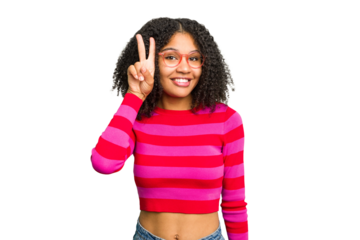 Young african american woman isolated showing number two with fingers.