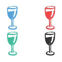 Wine glass icon, champagne glasses icon, red wine icon, red wine icon, wine glass logo vector icons in multiple colors