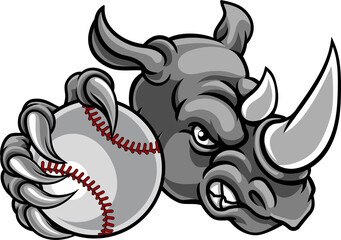 Rhino Baseball Ball Sports Mascot