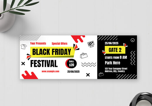 Black Modern Black Friday Ticket