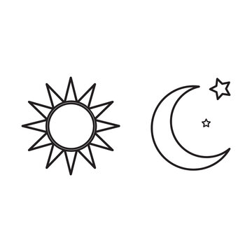 Day and night, sun and moon icon. Flat design illustration.