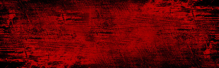 Red black abstract grunge background. Banner. Wide. Long. Panoramic. Scratched dirty rusty burnt distressed wall. Horror bloody creepy frightening. © Наталья Босяк