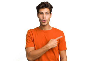 Young caucasian handsome man isolated pointing to the side