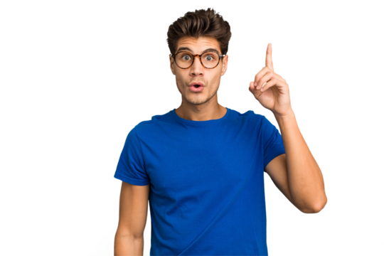 Young caucasian handsome man isolated having some great idea, concept of creativity.