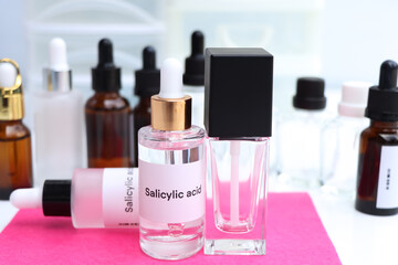 salicylic acid in a bottle, chemical ingredient in beauty product