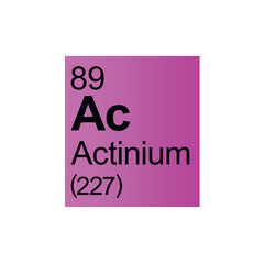 Actinium chemical element of Mendeleev Periodic Table on pink background.