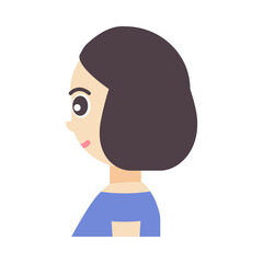 FUE hair transplant treatment of alopecia. Side view of a woman after surgery. Female hair loss pattern. Medical infographics. Cartoon vector illustration.