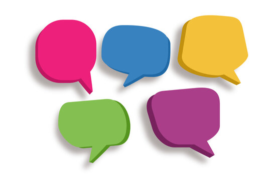 group of blank  multi color speech bubble icon on white background