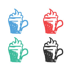 Tea cup icon, Coffee cup icon, cup of warm coffee logo, coffee vector icons in multiple colors 