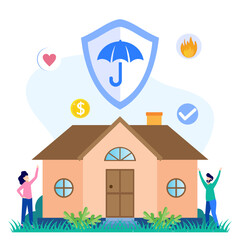 Illustration vector graphic cartoon character of home insurance