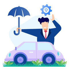 Illustration vector graphic cartoon character of car insurance