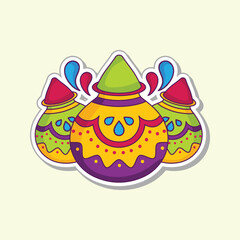 Red And Green Gulal (Dry Paint Powder) Pots On Cosmic Latte Background.