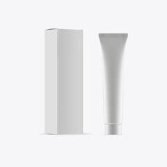 Box and Cosmetic Tube Mockup. 3D render