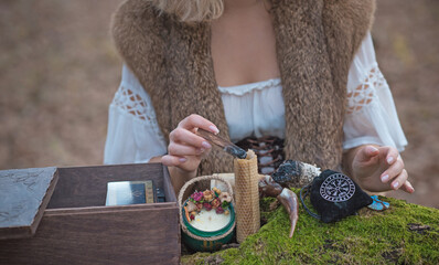 Illustration of old Scandinavian magic. Concept of Nordic world, concept of wicca, rite and other...