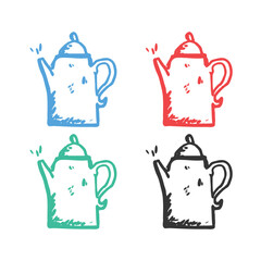Jug Icon, Jug with handle icon, Coffee pot icon, Teapot coffee icon, hot pot coffee logo, vector icons in multiple colors 