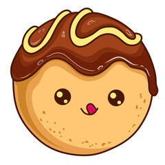 cute and kawaii takoyaki mascot, takoyaki is a food originating from japan.
