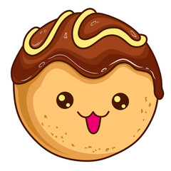 cute and kawaii takoyaki mascot, takoyaki is a food originating from japan.
