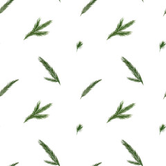 Watercolor background with Christmas tree. Sprig of pine, spruce. Winter seamless pattern