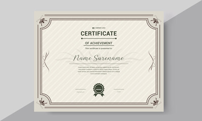 Achievement certificate design with badges and seals