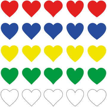 heart icons set vector multicolor, shepe heart set on transparent background