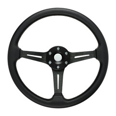 Closeup of a modern leather steering wheel
